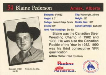 1991 Rodeo America Set B #54 Blaine Pederson Back